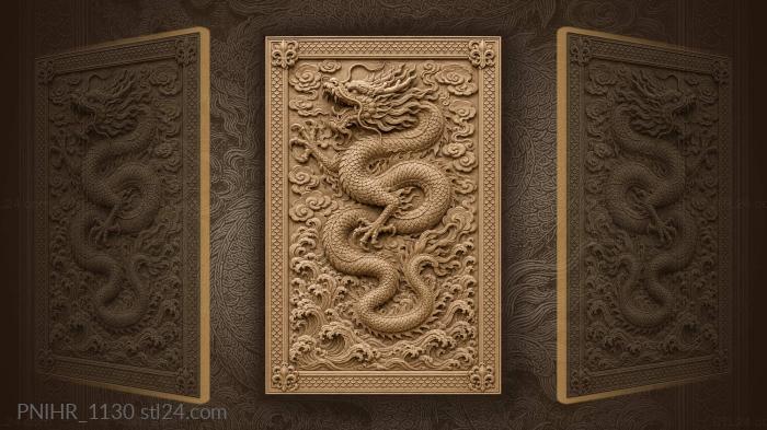 Dragon among clouds and waves 3d STL model