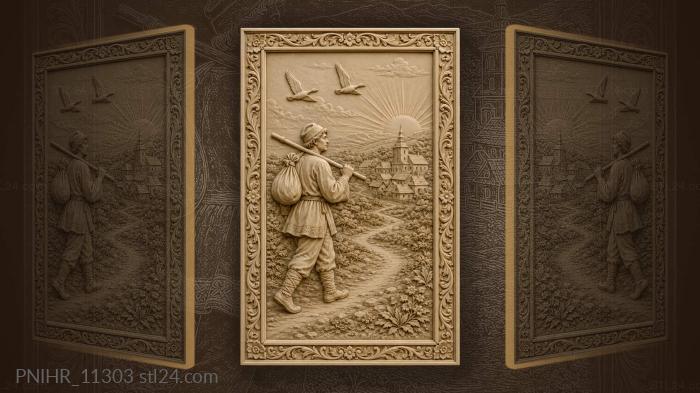 Traveler to distant village sunrise 3d STL model