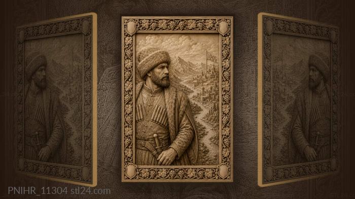 Traveller in a fur hat above the river 3d STL model