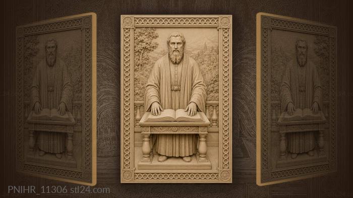Bookman at open tome before valley 3d STL model