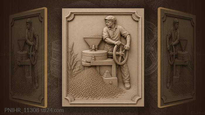 Miller at work grinding grain 3d STL model