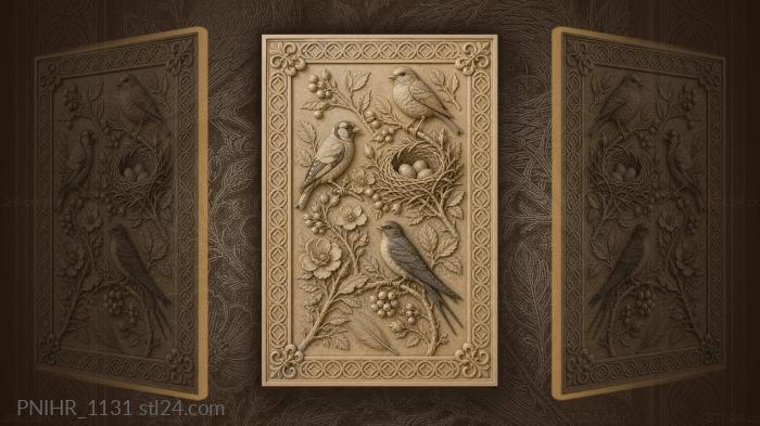 Birds nest among flowering branches 3d STL model