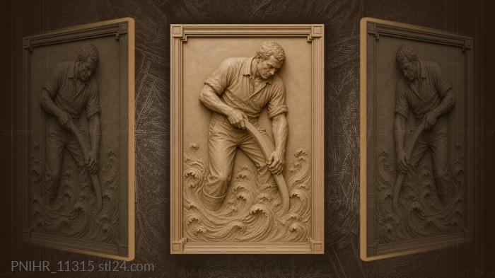 Worker with metal and flowing water 3d STL model
