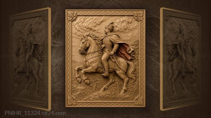 Rider in hat with red lined cloak 3d STL model