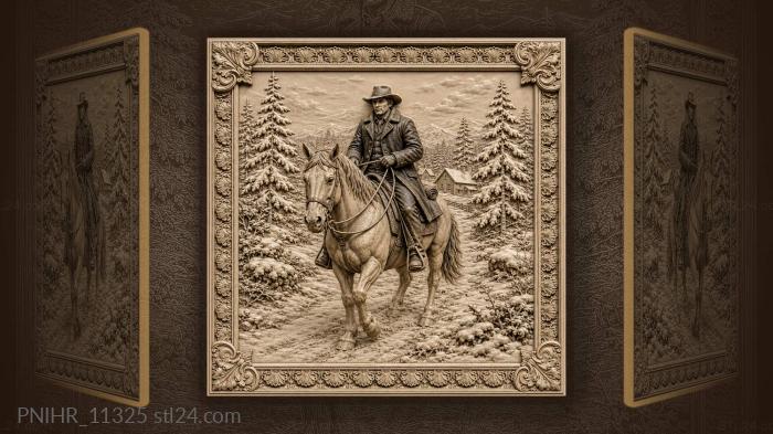 Winter rider in snowy forest 3d STL model