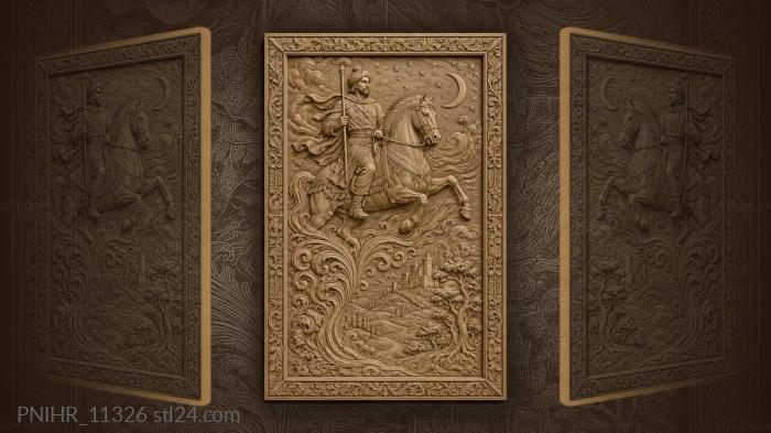 Rider in starry sky above castle 3d STL model