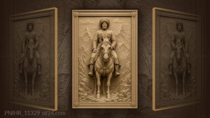 Rider in a fur cap on rocky ground 3d STL model