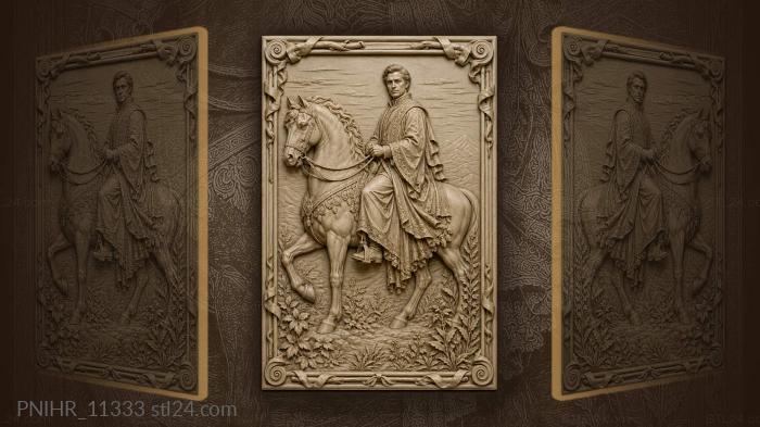 Man holding reins of a decorated horse 3d STL model