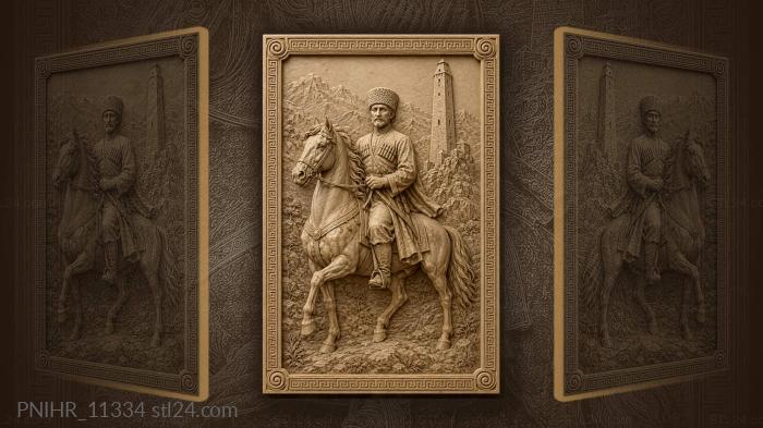 Rider with reins near stone tower 3d STL model