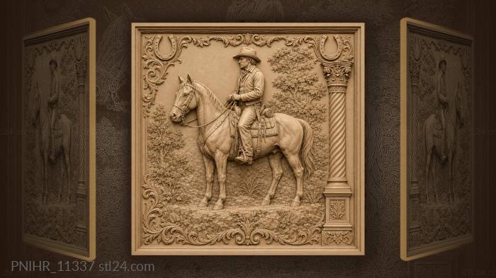 Noble rider in forest landscape 3d STL model