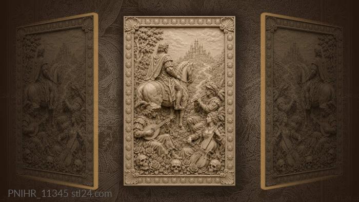 Musicians and skulls at a riders feet 3d STL model