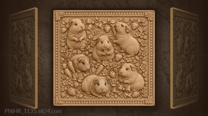 Guinea pigs with flowers and treats 3d STL model