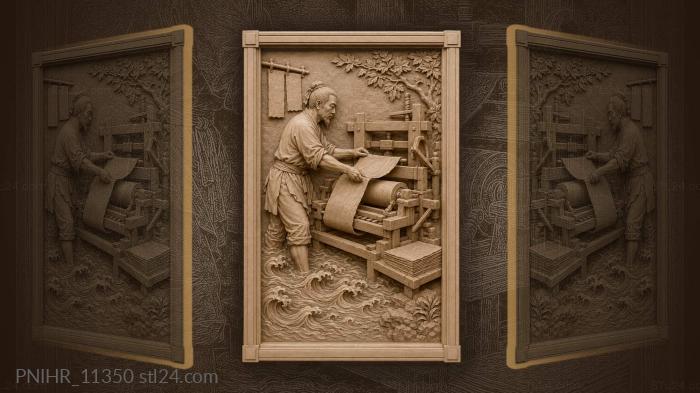 Paper mill worker traditional craft 3d STL model