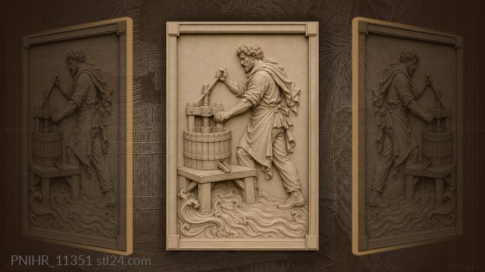 Wine maker at ancient press 3d STL model