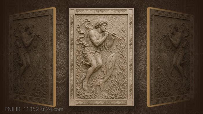 Underwater musician with rising fish 3d STL model