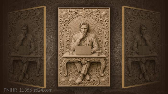 Businessman thinking at his desk 3d STL model