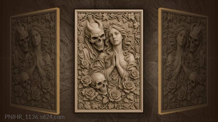Prayer among roses and skulls 3d STL model