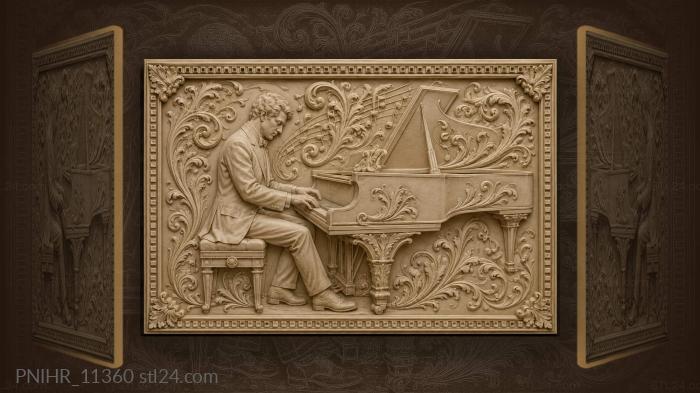 Pianist in contemplative musical moment · Ludwig van Beethoven 3d STL model