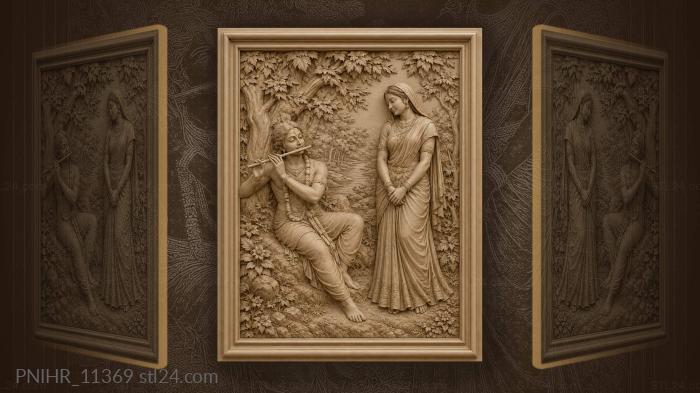 Flute player on bank and woman 3d STL model