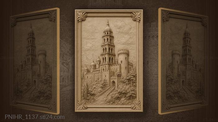 Fortress towers and arched windows 3d STL model