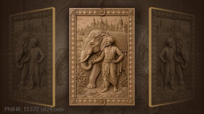 Man and elephant by ancient city 3d STL model