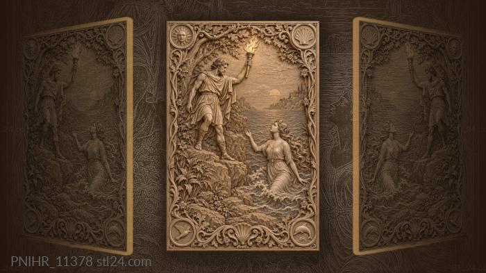 Man and mermaid by the rocks 3d STL model