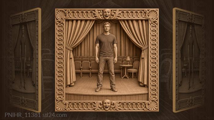 Stage performer with curtain backdrop 3d STL model