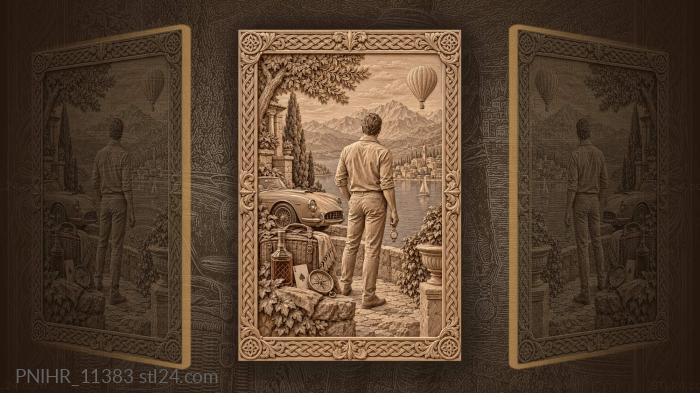 Man with watch lakeside view 3d STL model