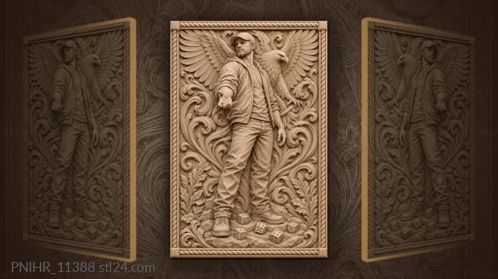Gambler with majestic eagle backdrop 3d STL model