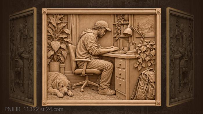 Coder at vintage keyboard work 3d STL model