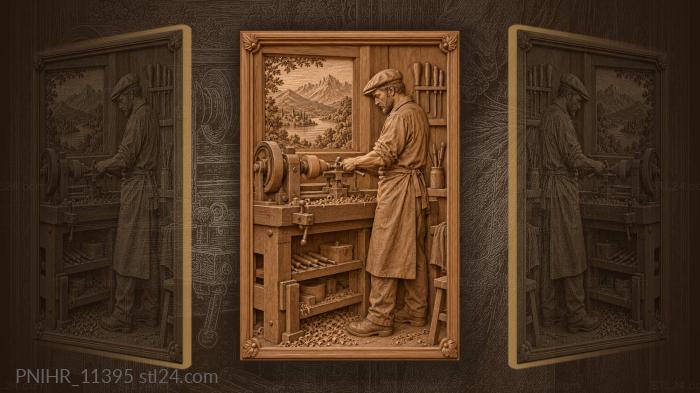 Lathe by window onto mountain river 3d STL model