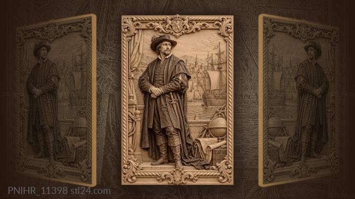 Gentleman with ship in city 3d STL model