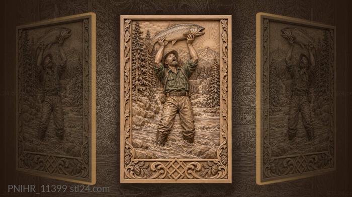 Fish lifted against the rising sun 3d STL model