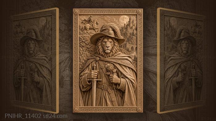Lion-headed knight with sword and rose 3d STL model