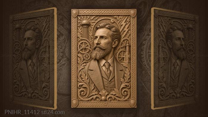 Steampunk gentleman with gear details · Nikola Tesla 3d STL model