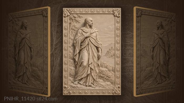 Shaven headed man wrapped in cloak 3d STL model