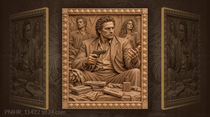 Tony Montana with a gun and cassette tapes 3d STL model