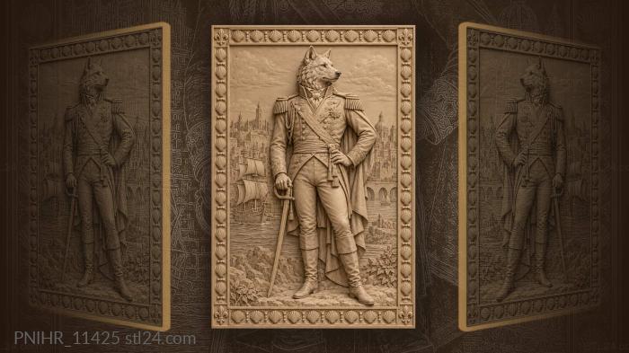 Wolf headed officer with a sabre 3d STL model