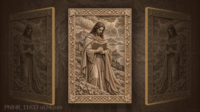 Merlin with his spellbook by the lake 3d STL model