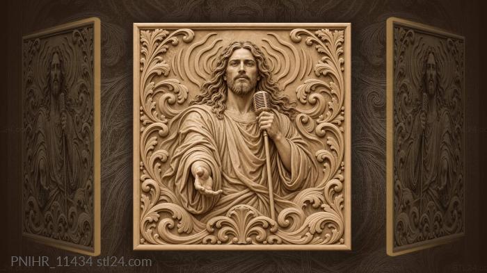 Jesus Christ holding a microphone 3d STL model
