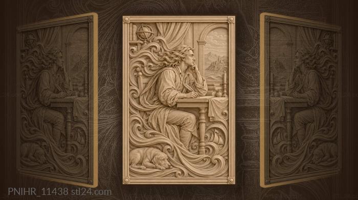 Man writing with quill by window 3d STL model