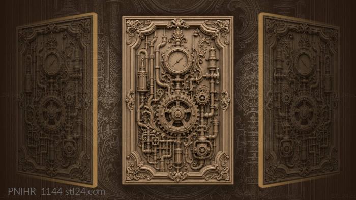 Steampunk gears and pressure gauge 3d STL model