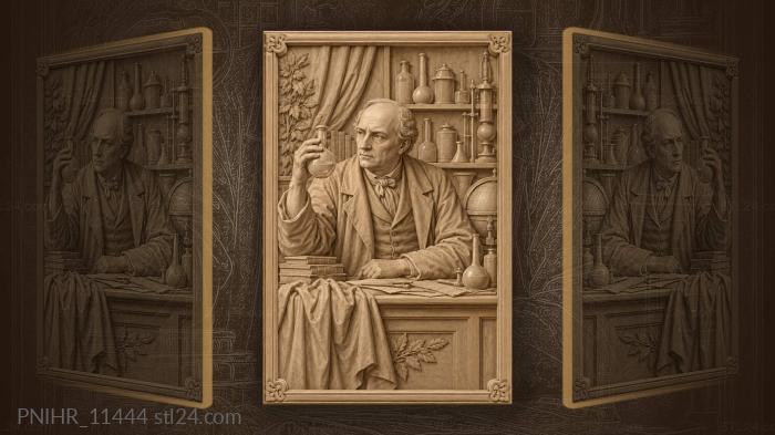 Louis Pasteur with a flask in his laboratory · Michael Faraday 3d STL model