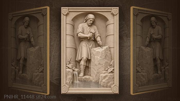 Moses striking water from the rock 3d STL model