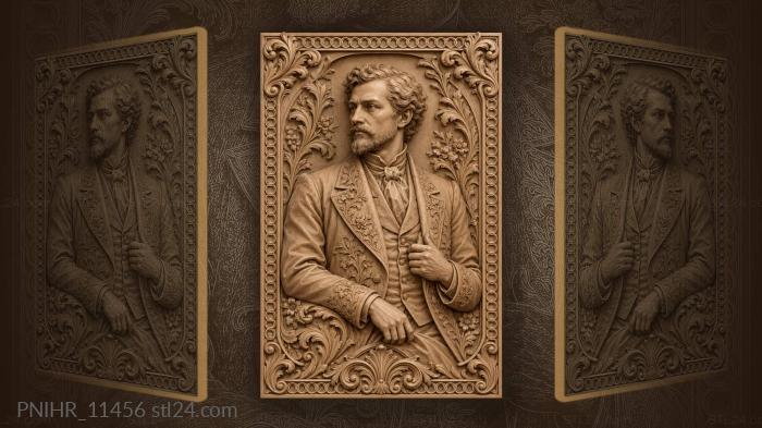 Franz Liszt in a jacket with floral embroidery 3d STL model