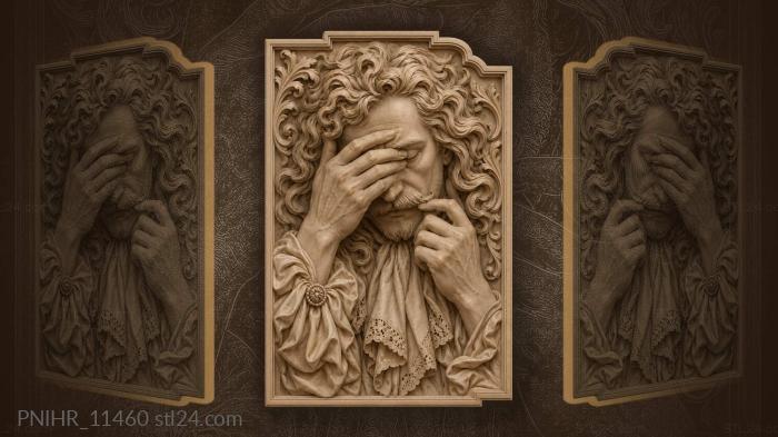 Hamlet covering his face in despair 3d STL model
