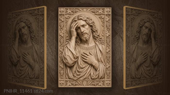 Thoughtful man with grapevines 3d STL model