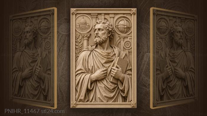 Galileo Galilei with a book by a Roman dome 3d STL model