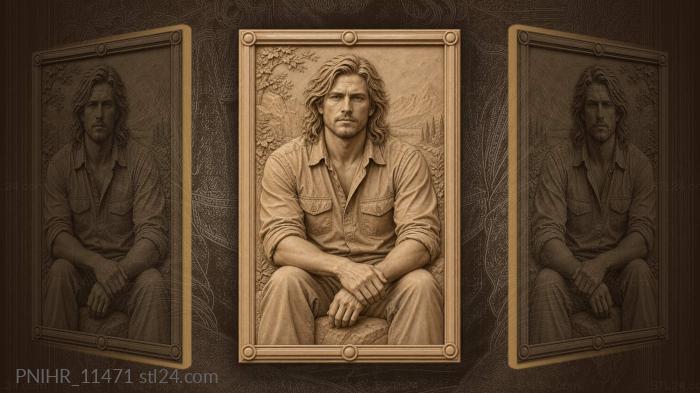 Long-haired man by a mountain lake 3d STL model