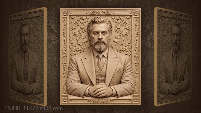 Ernest Hemingway with a grey-flecked beard 3d STL model